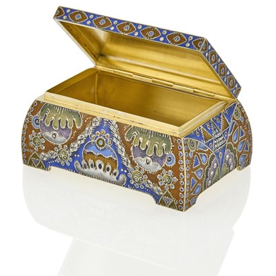 Lot 548 - Russian Silver-Gilt, Cloisonné and En Plein Enamel Box