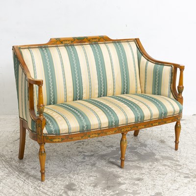 Lot 8 - Edwardian Style Paint Decorated Upholstered Settee