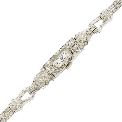 Lot 1158 - Platinum and Diamond Wristwatch