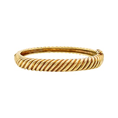 Lot 1015 - Gold Ribbed Bangle Bracelet