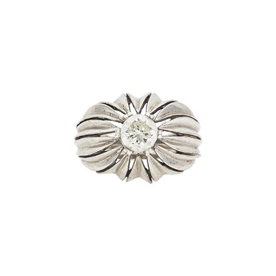 Lot 1078 - White Gold and Diamond Fluted Dome Ring