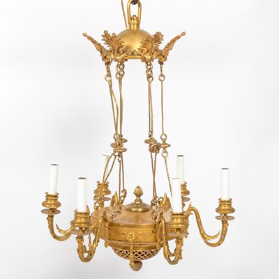 Lot 272 - Louis XVI Style Gilt-Bronze Six Light Chandelier