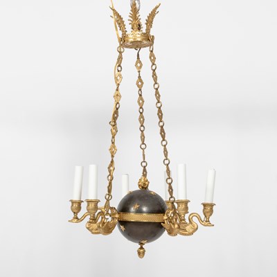 Lot 180 - French Empire Style Gilt and Patinated Bronze Chandelier