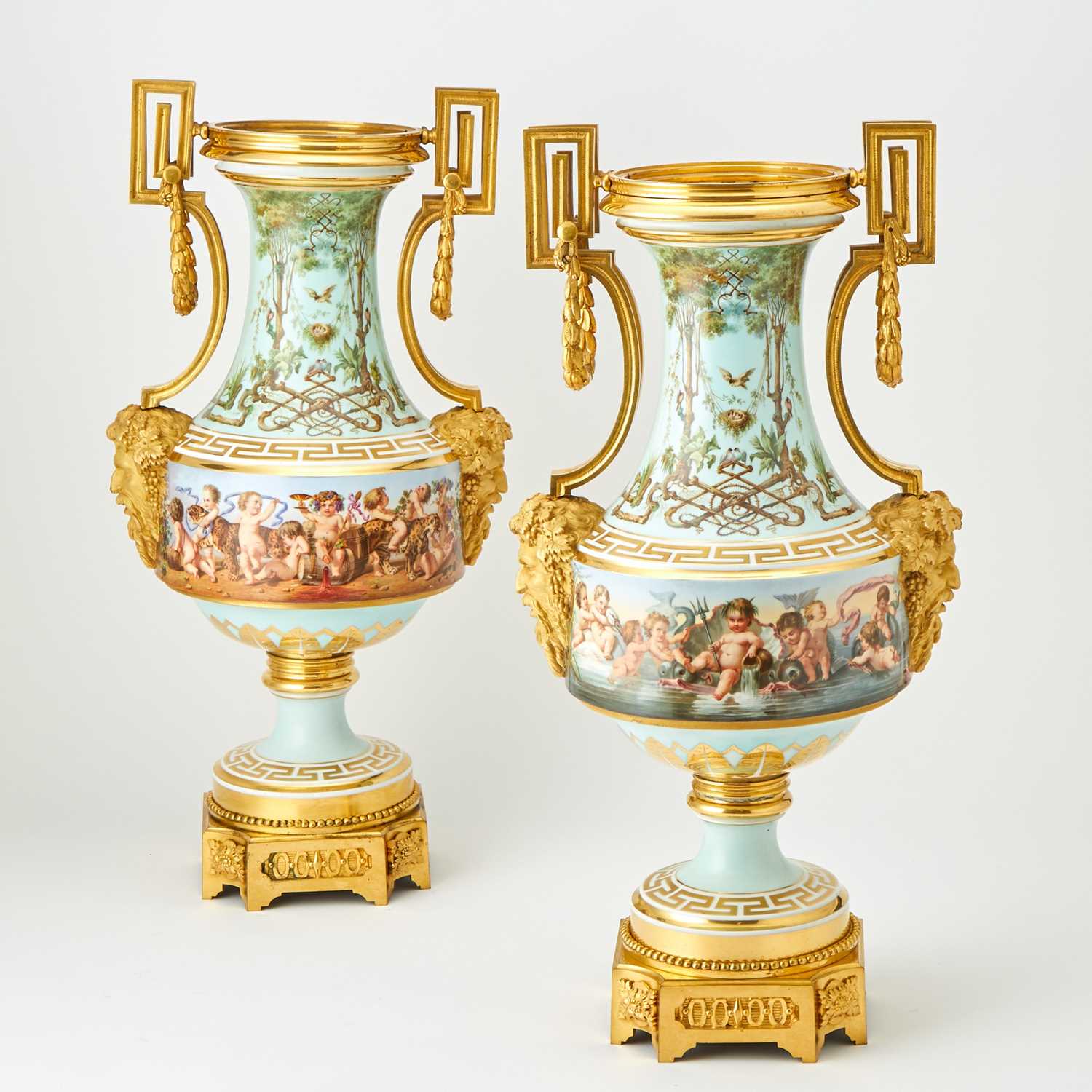 Lot 564 - Pair of Important Russian Gilt-Bronze Mounted Porcelain Vases