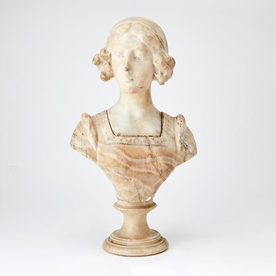 Lot 284 - Carved Alabaster Bust of a Renaissance Maiden