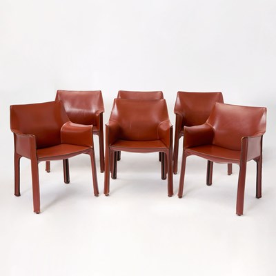 Lot 460 - Set of Six Mario Bellini Leather Clad CAB Armchairs