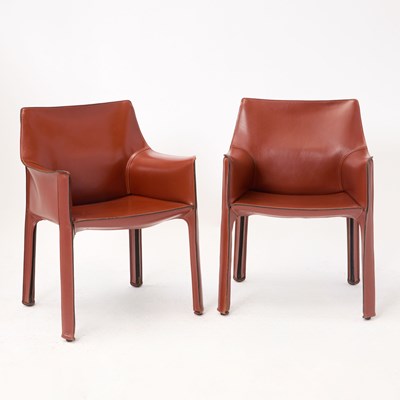 Lot 476 - Pair of Mario Bellini Leather Clad "CAB" Armchairs