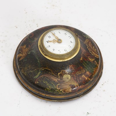 Lot 236 - Paint Decorated Tole Clock