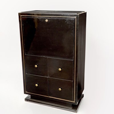 Lot 322 - Jacques Adnet Black Lacquered Bar Cabinet