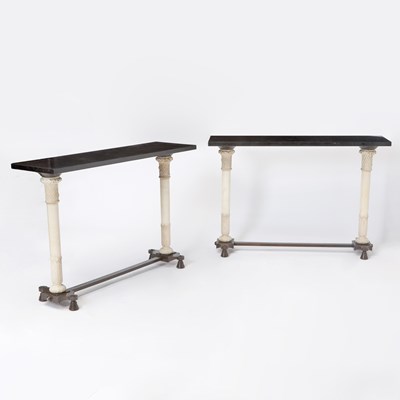 Lot 319 - Pair of Maison Jansen Bronze and Marble Consoles