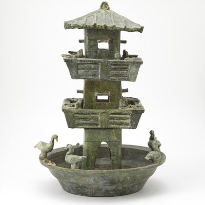 Lot 717 - A Chinese Green Glazed Pottery Model of a Tower