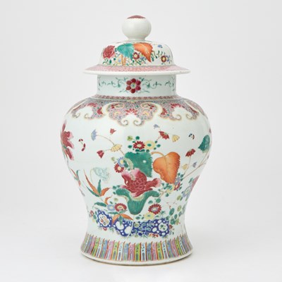 Lot 272 - A Chinese Famille Rose Porcelain Baluster Vase and Cover