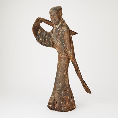 Lot 131 - A Rare Chinese Wood Carving of a Dancer