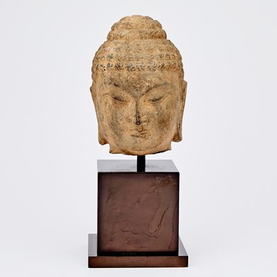 Lot 511a - A Small Chinese Carved Stone Head of Buddha Shakyamuni