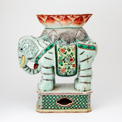 Lot 621 - A Chinese Enameled Elephant Form Porcelain Garden Stool