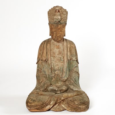 Lot 133 - A Large Chinese Carved Wood Figure of Guanyin