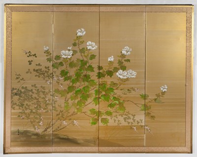 Lot 786a - A Japanese Four-Fold Byobu Screen