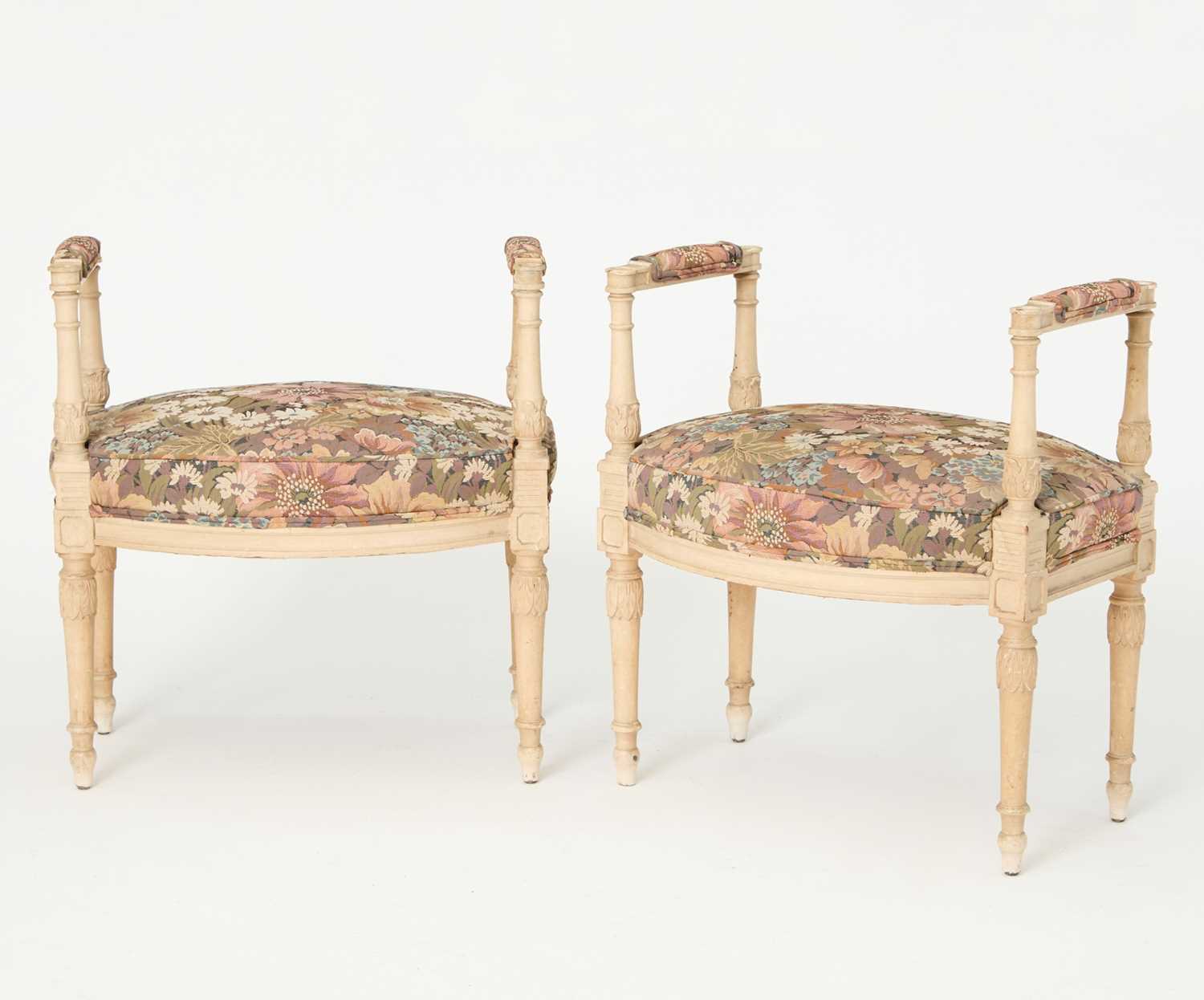 Lot 246 - Pair of Louis XVI Style Small Painted Benches