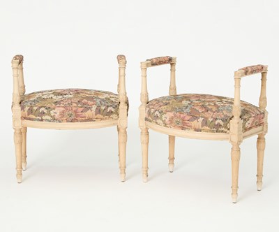 Lot 246 - Pair of Louis XVI Style Small Painted Benches