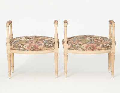 Lot 246 - Pair of Louis XVI Style Small Painted Benches