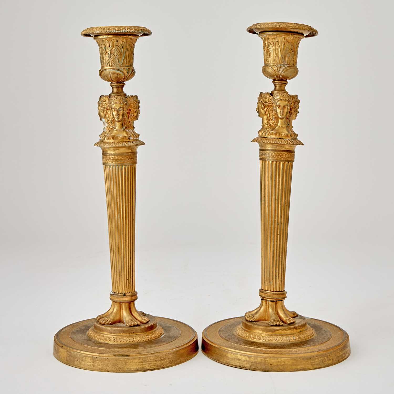 Lot 276 - Pair Empire Gilt-Bronze Candlesticks