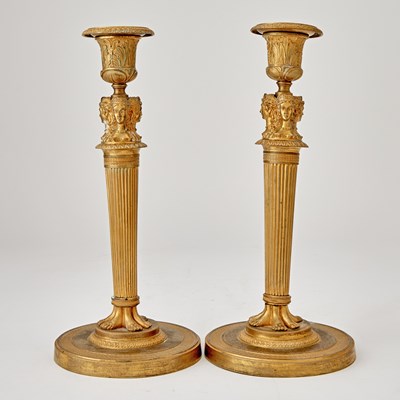 Lot 276 - Pair Empire Gilt-Bronze Candlesticks