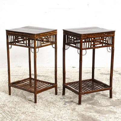 Lot 12 - Pair Of Stained Bamboo Side Tables