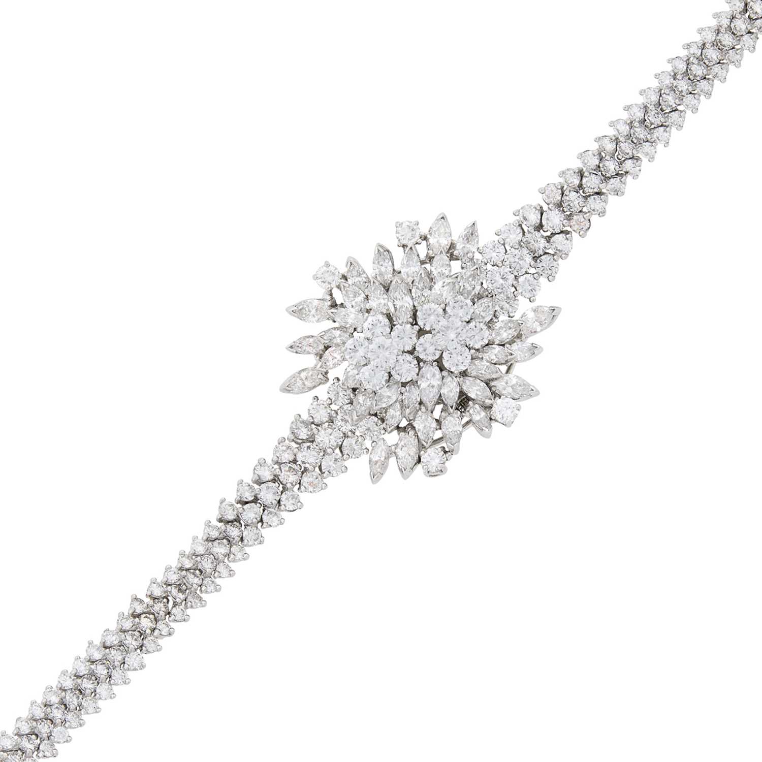 Lot 146 - Platinum and Diamond Bracelet-Watch