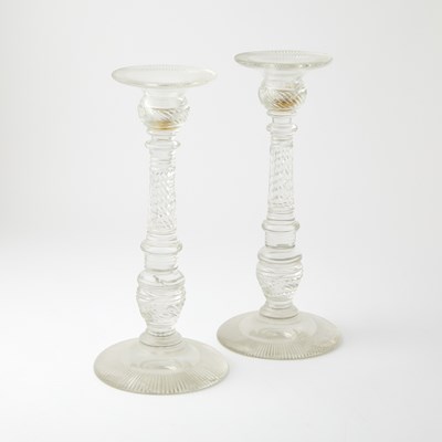 Lot 328 - Pair of Cut Glass Candlesticks