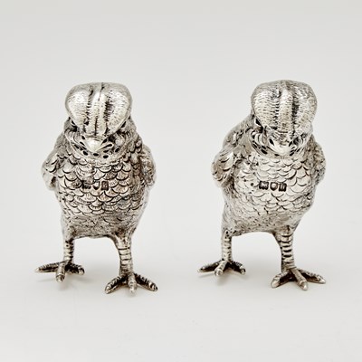 Lot 267 - Pair of Edwardian Sterling Silver Novelty Figural Salt and Pepper Casters