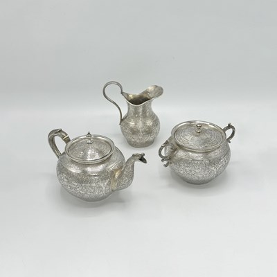 Lot 1166 - Persian Silver Tea Service