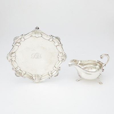 Lot 222 - George II Sterling Silver Salver and a George III Sterling Silver Sauceboat