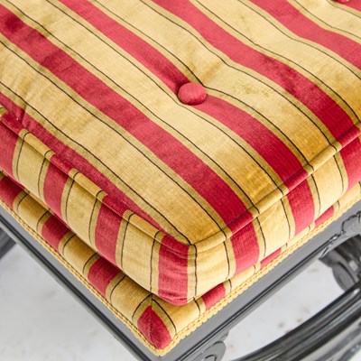 Lot 168 - Pair of Regency Style Upholstered Ebonized Wood Stools