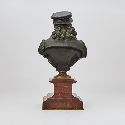 Lot 337 - French Parcel-Gilt and Green Patinated Bronze Bust of Young Raphael