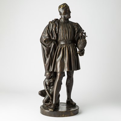 Lot 321 - French Patinated Bronze Figure of Benvenuto Cellini