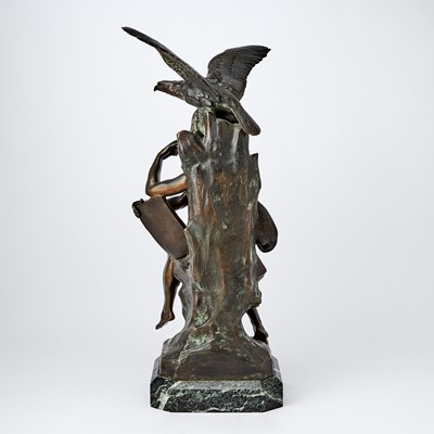 Lot 352 - French Patinated Bronze Figure of a Young Man and Eagle Titled "Le Penseur" ("The Thinker")