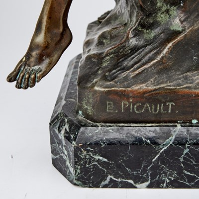Lot 352 - French Patinated Bronze Figure of a Young Man and Eagle Titled "Le Penseur" ("The Thinker")