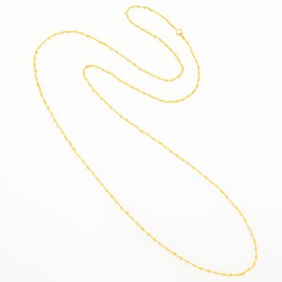 Lot 2030 - Long Gold and Colored Diamond Bead Chain Necklace