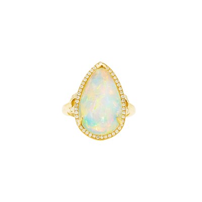 Lot 2056 - Gold, Opal and Diamond Ring