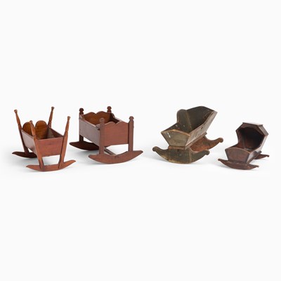 Lot 403 - Four Wooden Doll's Cradles