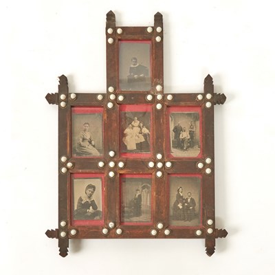 Lot 499 - Tramp Art Frame with Seven Apertures