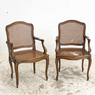 Lot 73 - Pair of Louis XVI Style Canned Armchairs