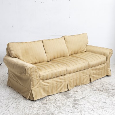 Lot 194 - Beige Striped Upholstered Sofa