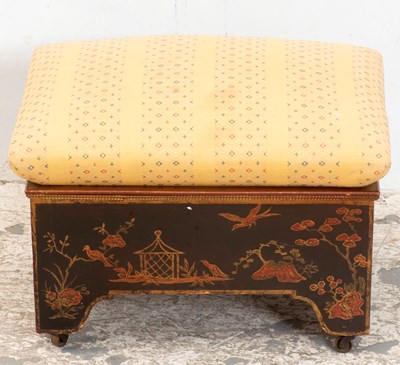 Lot 82 - Chinoiserie Decorated Wood Footstool