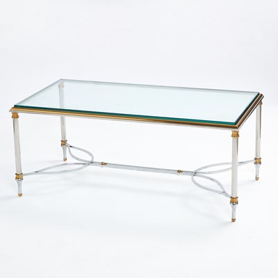 Lot 264 - Neoclassical Style Chrome, Brass and Glass Low Table