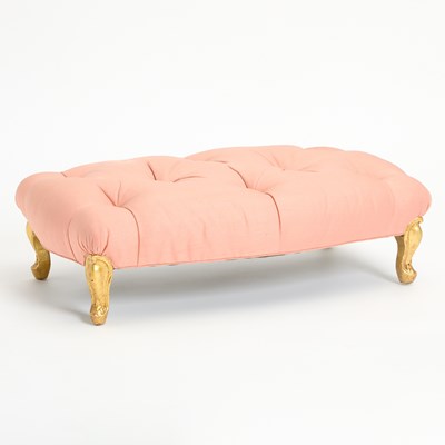 Lot 243 - Louis XV Style Pink Tufted Giltwood Ottoman