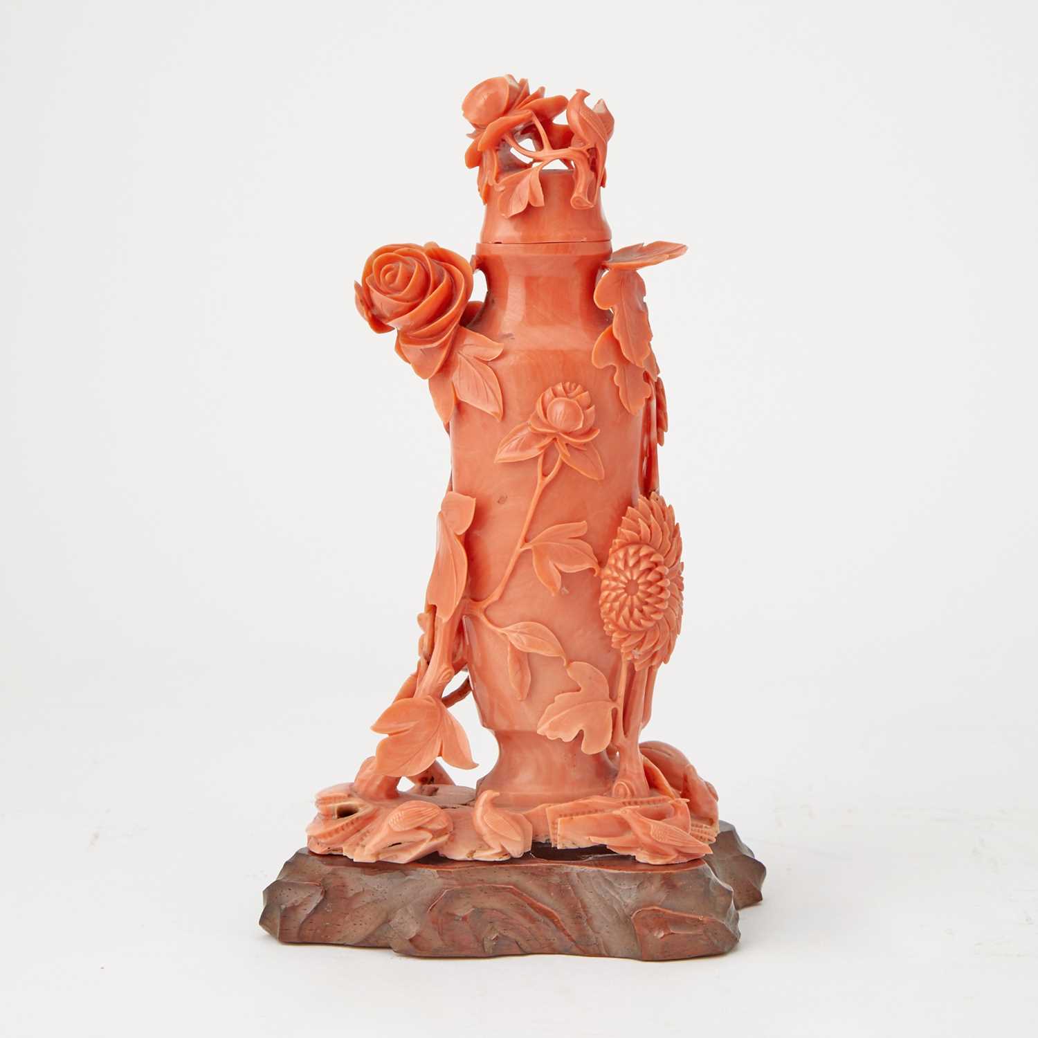Lot 6 - A Chinese Carved Coral Vase and Cover