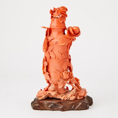 Lot 6 - A Chinese Carved Coral Vase and Cover