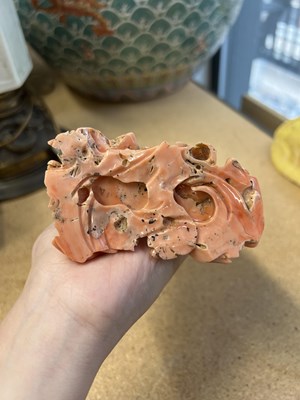 Lot 6 - A Chinese Carved Coral Vase and Cover