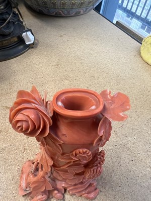Lot 6 - A Chinese Carved Coral Vase and Cover